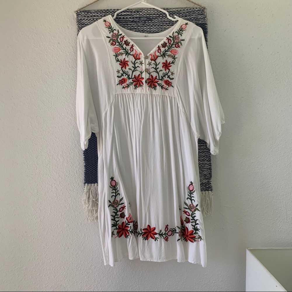Embroidered baby doll dress